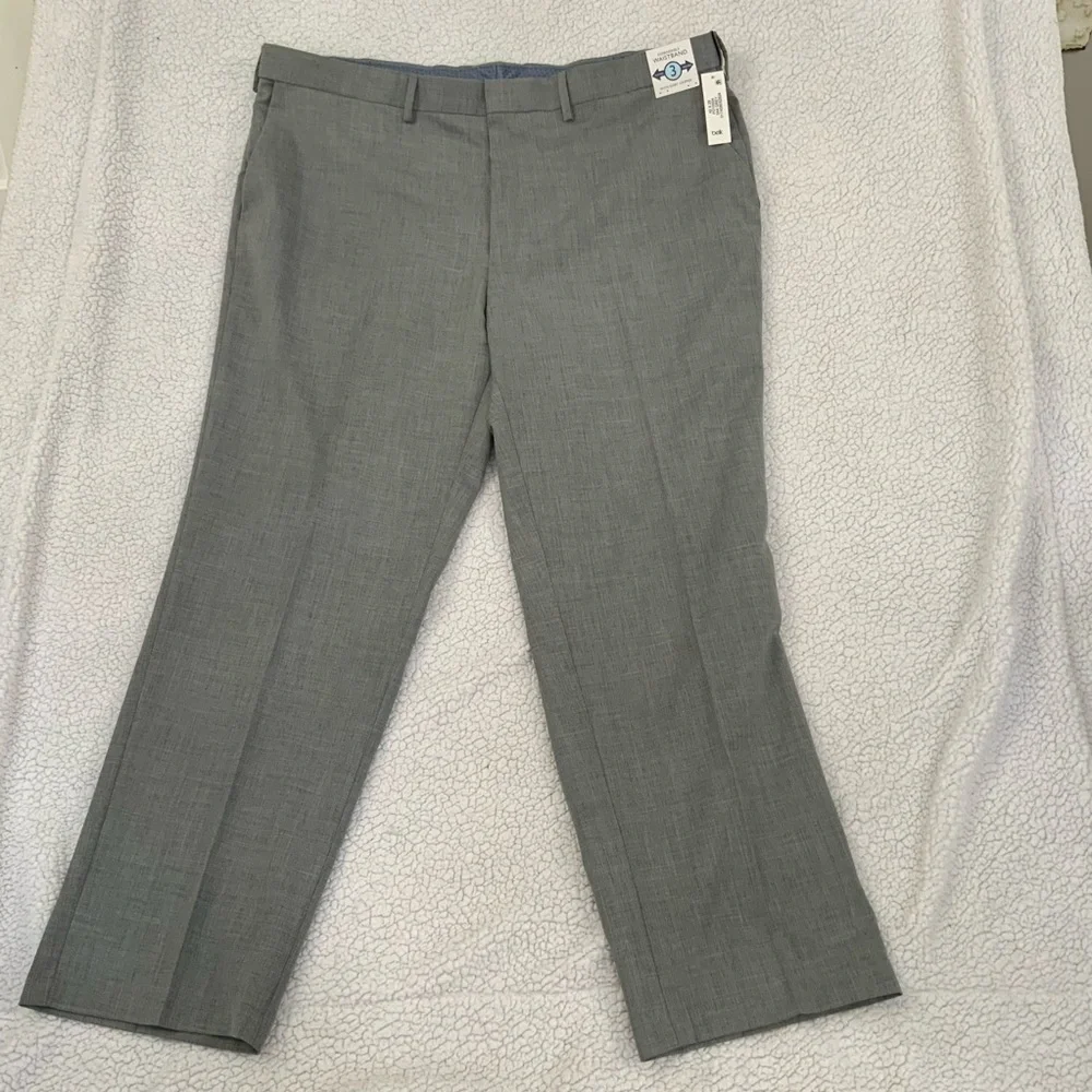 Saddlebred Traveler 42x29 Dress Pants Gray Comfort Flex No Iron Flat Front New